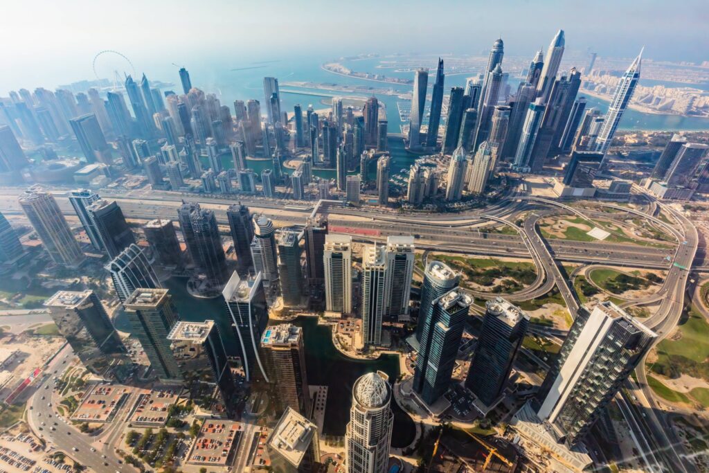 Aerial view of the Dubai skyline