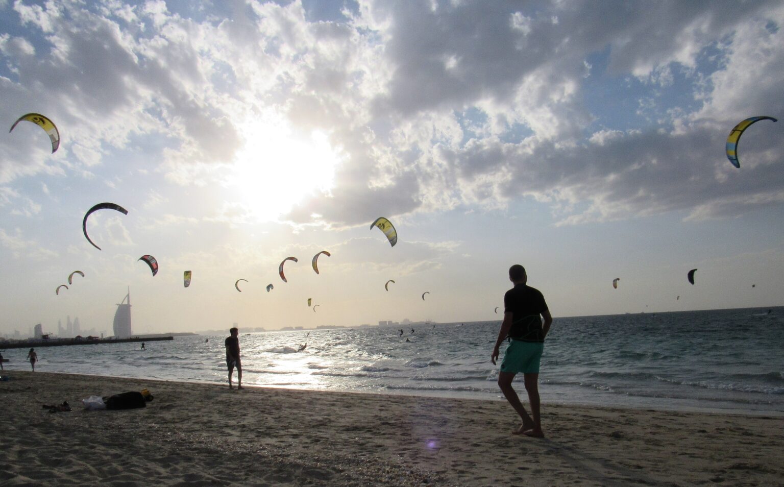 Kites over Kite Beach, Jumeirah, with the Burj Al Arab beyond